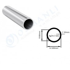 Alüminyum Boru Dış Çap 100mm X Et kalınlık 10mm